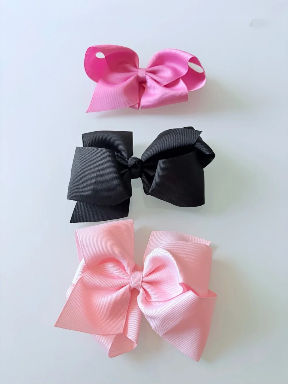Wee Ones Ribbon Hair Bows - Pink, Hot Pink & Black 3pcs